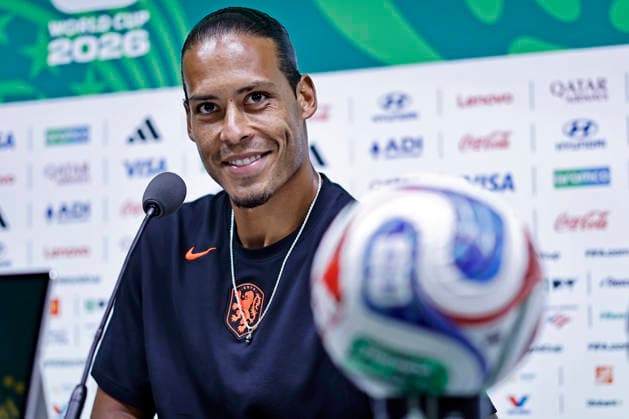 Sport Bilder des Tages #2 28th June 2026; Monterrey Stadium, Monterrey, Mexico; FIFA World Cup, WM, Weltmeisterschaft, Fussball Football, Netherlands press conference, PK, Pressekonferenz Virgil van Djjk of the Netherlands speaks during the press conference HeulerxAndrey DiaEsportivo
