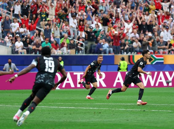 260629 -- LOS ANGELES, June 29, 2026 -- Stephen Eustaquio R of Canada celebrates after scoring during the round of 32 match between Canada and South Africa at the 2026 FIFA World Cup, WM, Weltmeisterschaft, Fussball at Los Angeles Stadium in Los Angeles, the United States, June 28, 2026. SPU.S.-LOS ANGELES-FOOTBALL-FIFA WORLD CUP-ROUND OF 32-CAN VS RSA BaixXuefei  (SP)U.S.-LOS ANGELES-FOOTBALL-FIFA WORLD CUP-ROUND OF 32-CAN VS RSA IMAGO BaixXuefei  imago images 0860241671