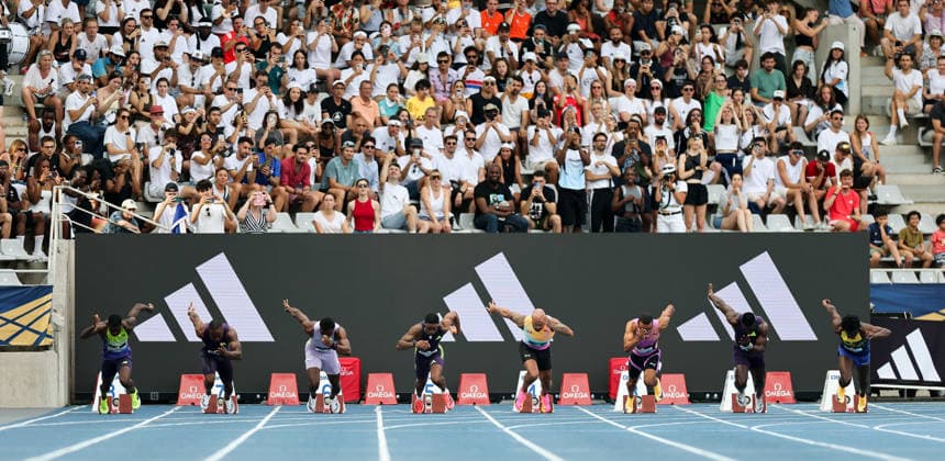 (260629) -- PARIS, June 29, 2026 -- Athletes compete during the men s 100m final at the 2026 World Athletics Diamond League in Paris, France, June 28, 2026. ) (SP)FRANCE-PARIS-ATHLETICS-DIAMOND LEAGUE 2026 WuxHuiwo 