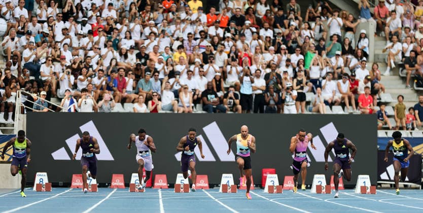 (260629) -- PARIS, June 29, 2026 -- Athletes compete during the men s 100m final at the 2026 World Athletics Diamond League in Paris, France, June 28, 2026. ) (SP)FRANCE-PARIS-ATHLETICS-DIAMOND LEAGUE 2026 WuxHuiwo 