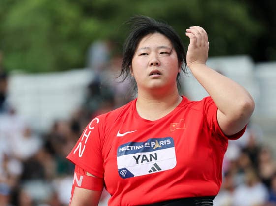 (260629) -- PARIS, June 29, 2026 -- Yan Ziyi of China reacts during the women s javelin throw final at the 2026 World Athletics Diamond League in Paris, France, June 28, 2026. ) (SP)FRANCE-PARIS-ATHLETICS-DIAMOND LEAGUE 2026 WuxHuiwo 