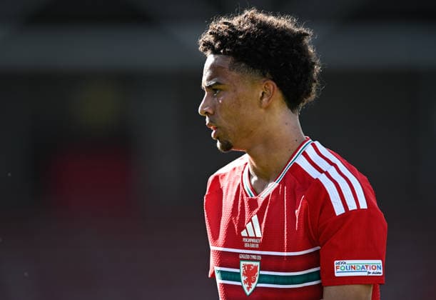 Football - 2026 UEFA European Under-19 Championship (U19 Euros) - Group A: Wales vs. Spain - SToK Cae Ras (Racecourse Ground) - Sunday 28th June 2026 Wales U19 defender Jayden Lien COLORSPORT BARRY MITCHELL 
