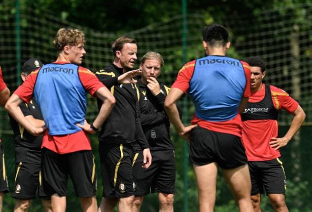 Standard s head coach Vincent Euvrard and Standard s assistant coach Jonathan Legear pictured during a training session of Belgian first division soccer team Standard de Liege, on Monday 29 June 2026 in Liege, in preparation of the upcoming 2026-2027 Belgian first division soccer season. JOHNxTHYS  x179847202x