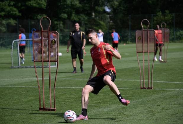 Standard s Dimitri Lavalee pictured during a training session of Belgian first division soccer team Standard de Liege, on Monday 29 June 2026 in Liege, in preparation of the upcoming 2026-2027 Belgian first division soccer season. JOHNxTHYS  x179848740x