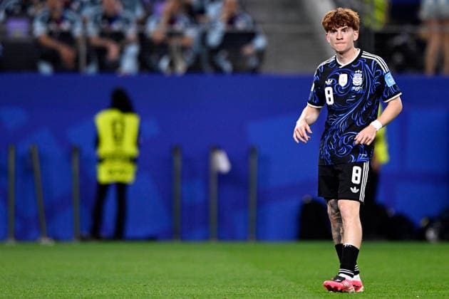 2026-06-28 Jordan v Argentina - Group J: FIFA World Cup, WM, Weltmeisterschaft, Fussball 2026 ARLINGTON, UNITED STATES - JUNE 28: Valentin Barco of Argentina during the Group J: FIFA World Cup 2026 match between Jordan and Argentina at Dallas Stadium on June 28, 2026 in Arlington, Texas. (Photo by Pablo Morano BSR Agency) Arlington United States Content not available for redistribution in The Netherlands directly or indirectly through any third parties. Copyright: xBSRxAgencyx