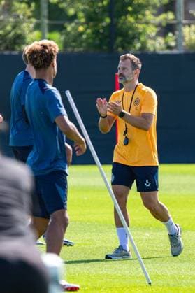 Club s head coach Ivan Leko pictured during a training session of Belgian first division soccer team Club Brugge, on Monday 29 June 2026 in Brugge, in preparation of the upcoming 2026-2027 Belgian first division soccer season. KURTxDESPLENTER  x179852756x