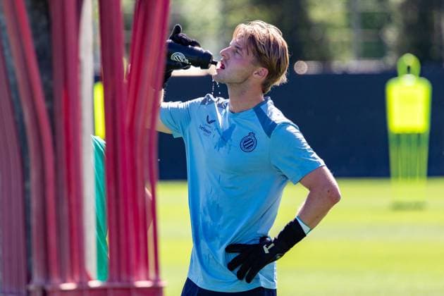 Club s goalkeeper Nordin Jackers pictured during a training session of Belgian first division soccer team Club Brugge, on Monday 29 June 2026 in Brugge, in preparation of the upcoming 2026-2027 Belgian first division soccer season. KURTxDESPLENTER  x179852985x