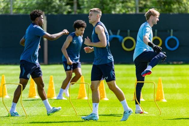 Club s Nicolo Tresoldi pictured in action during a training session of Belgian first division soccer team Club Brugge, on Monday 29 June 2026 in Brugge, in preparation of the upcoming 2026-2027 Belgian first division soccer season. KURTxDESPLENTER  x179853136x
