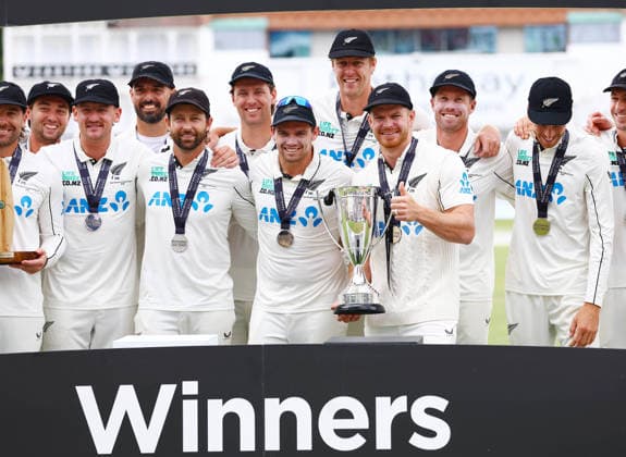 New Zealand players celebrate at the end of the match England v New Zealand, Third Test, Day Five, Rothesay Test Match Series, Cricket, Trent Bridge, Nottingham, UK - 29 Jun 2026Nottingham Trent Bridge United Kingdom EDITORIAL USE ONLY No use with unauthorised audio, video, data, fixture lists, club league logos or live services. Online in-match use limited to 120 images, no video emulation. No use in betting, games or single club league player publications.  Copyright: xMattxWest Shutterstockx 16957754as
