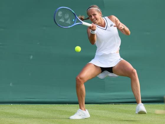 Belgian Hanne Vandewinkel pictured in action during a first roung game between Belgian Vandewinkel WTA, Tennis Damen 103) and US Liu (WTA 146) in the Ladies singles at Wimbledon grand slam tennis tournament in London, Britain, Monday 29 June 2026. BENOITxDOPPAGNE  x179887956x
