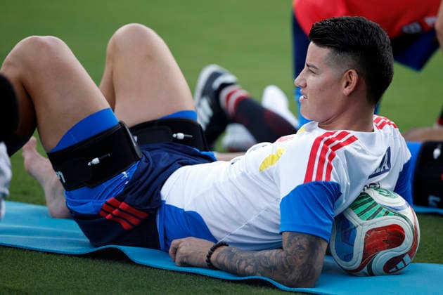 Player of Colombia James Rodriguez reacts during the team s training session at the Miami Inter CF Stadium in Fort Lauderdale, Florida, US, at the 2026 FIFA World Cup, WM, Weltmeisterschaft, Fussball on 29 June 2026. Training session of Colombia in Fort Lauderdale !ACHTUNG: NUR REDAKTIONELLE NUTZUNG!  Copyright: xAlbertoxEstevezx GRAF7683 20260629-55020746308_1