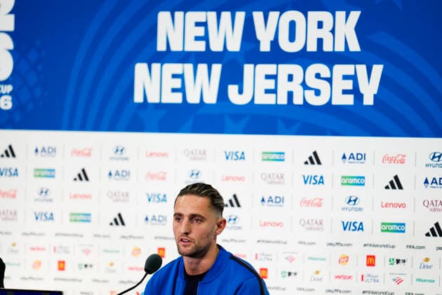 NEW JERSEY, USA 20260629 France s Adrien Rabiot during the men s national team, Nationalteam s press conference, PK, Pressekonferenz in New Jersey ahead of the round of 16 match against Sweden during the World Cup. ***The image is included in the SPORTS PACKAGE. For others PAYMENT IMAGE*** NEW JERSEY USA x9200x *** NEW JERSEY, USA 20260629 France s Adrien Rabiot during the men s national team s press conference in New Jersey ahead of the Round of 16 match against Sweden during the World Cup ***The image is included in the SPORTS PACKAGE. For others, PAYMENT IMAGE*** NEW JERSEY USA x9200x  Copyright: xBjörnxLarssonxRosvall TTx WORLD CUP PRESS CONFERENCE NEW JERSEY