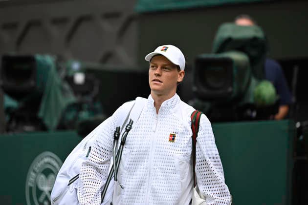 RECORD DATE NOT STATED 29th June 2026; All England Lawn Tennis and Croquet Club, London, England; Wimbledon Tennis Tournament, Day One; Jannik Sinner (ITA) arrives on court for his first round match against Miomir Kecmanovic (SRB) GodfreyxPitt