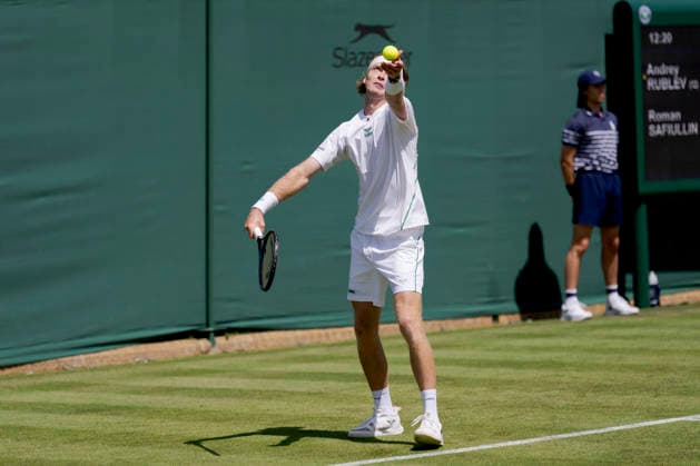 2026-06-29 The Championships - Wimbledon 2026 - Day One LONDON, UNITED KINGDOM - JUNE 29: Andrey Rublev of Russia during Day One of the The Championships - Wimbledon 2026 at All England Lawn Tennis and Croquet Club on June 29, 2026 in London, England. (Photo by Marleen Fouchier BSR Agency) London United Kingdom Content not available for redistribution in The Netherlands directly or indirectly through any third parties. Copyright: xBSRxAgencyx