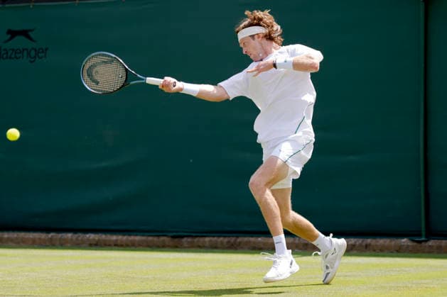 2026-06-29 The Championships - Wimbledon 2026 - Day One LONDON, UNITED KINGDOM - JUNE 29: Andrey Rublev of Russia during Day One of the The Championships - Wimbledon 2026 at All England Lawn Tennis and Croquet Club on June 29, 2026 in London, England. (Photo by Marleen Fouchier BSR Agency) London United Kingdom Content not available for redistribution in The Netherlands directly or indirectly through any third parties. Copyright: xBSRxAgencyx