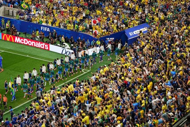Brazil and Japan walk out ahead of kick off Brazil v Japan, 2026 FIFA World Cup, WM, Weltmeisterschaft, Fussball Round of 32, Football, Houston Stadium, Houston, Texas, USA - 29 Jun 2026Houston Houston Stadium Texas (TX) United States of America  Copyright: xIsmaelxAdnan Shutterstockx 16968921l