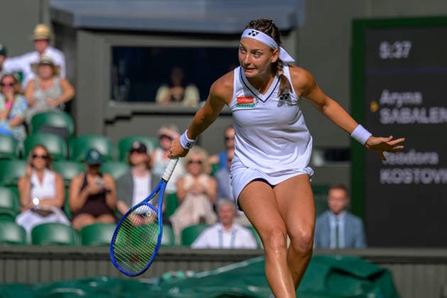 Day One: The Championships - Wimbledon 2026 LONDON, ENGLAND JUNE 29 - Teodora Kostovic of Serbia during Ladies Single First Round against at The Wimbledon Lawn Tennis Championship at Wimbledon on June 29, 2026 in London, England. (Photo by Keeran Marquis)  Copyright: xKeeranxMarquis Fotoarena SPPx Sportspressphoto_SPR179925