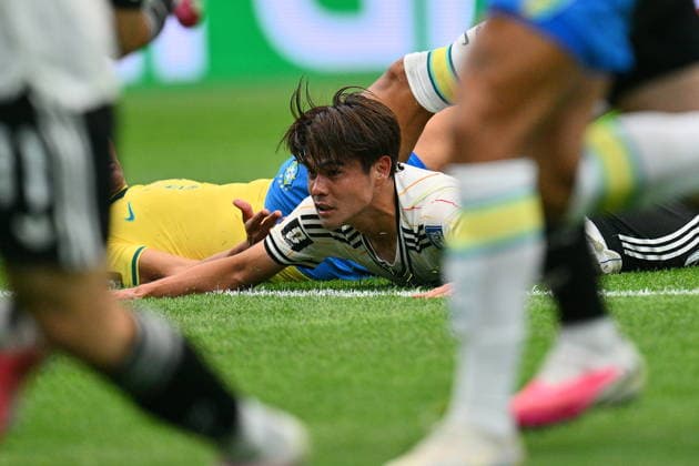 FIFA World Cup, WM, Weltmeisterschaft, Fussball 2026 - Round of 32 - Brazil vs Japan Kaishu Sano of Japan looks on after after scoring the 1-0 lead during the FIFA World Cup 2026 Round of 32 match Brazil against Japan, in Houston, USA, 29 June 2026. HOUSTON United States  Copyright: xSAMxWASSONx