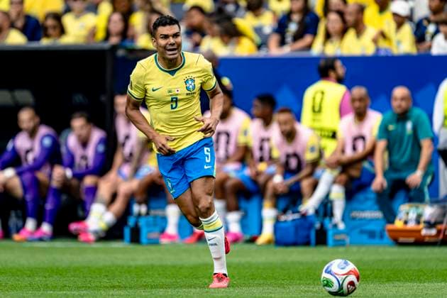 HOUSTON - Carlos Henrique Casemiro of Brazil during the 2026 World Cup match between Brazil and Japan at Houston Stadium on June 29, 2026, in Houston, United States. (Photo by Stefan Koops EYE4IMAGES DeFodi Images) - *** HOUSTON: Carlos Henrique Casemiro of Brazil during the 2026 World Cup match between Brazil and Japan at Houston Stadium on June 29, 2026, in Houston, United States. Photo by Stefan Koops, EYE4IMAGES, DeFodi Images