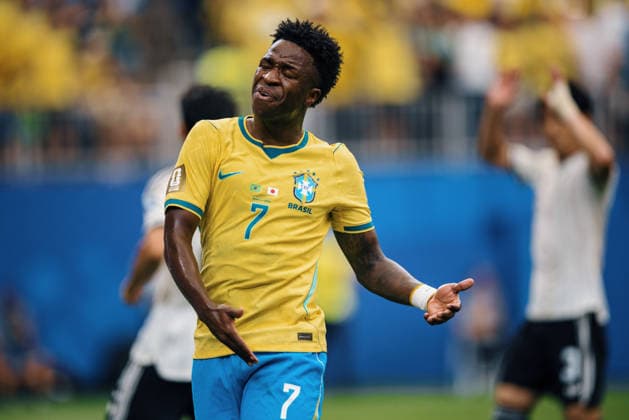Brasil x Japão HOUSTON, TX - 29.06.2026: BRASIL X JAPaO - Vinicius Junior of Brazil during the match between Brazil and Japan, valid for the Round of 32 of the 2026 World Cup, held at NRG Stadium in Houston, United States. (Photo: Marcelo Machado de Melo Fotoarena) x2974135x  MarceloxMachadoxdexMelo