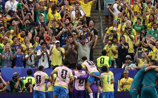 FIFA World Cup, WM, Weltmeisterschaft, Fussball 2026 - Round of 32 - Brazil vs Japan Brazil celebrates the 2-1 during the FIFA World Cup 2026 Round of 32 match Brazil against Japan, in Houston, USA, 29 June 2026. HOUSTON United States  Copyright: xCHRISTOPHERxNEUNDORFx