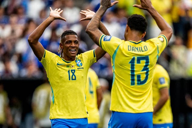 260629 Danilo Santos and Danilo of Brazil celebrates after the FIFA World Cup, WM, Weltmeisterschaft, Fussball 2026 round of 32 football match between Brazil and Japan on June 29, 2026 in Houston. Photo: Ludvig Thunman BILDBYRAN kod LT LT0809 fotboll football soccer fotball vm fotbolls-vm fotball-vm fotbolls-vm 2026 fifa world cup 2026 sextondelsfinal round of 32 day 19 bbeng jubel *** 260629 Danilo Santos and Danilo of Brazil celebrate after the 2026 FIFA World Cup Round of 32 soccer match between Brazil and Japan on June 29, 2026 in Houston. Photo by Ludvig Thunman. BILDBYRAN code LT LT0809 soccer football fotball World Cup soccer World Cup 2026 FIFA World Cup 2026 Round of 32 Day 19 BBENG celebration  Copyright: LUDVIGxTHUNMAN BB260629LT083