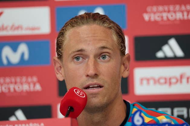 Spanish national soccer team press conference, PK, Pressekonferenz Spanish national team, Nationalteam player Marcos Llorente speaks during a press conference following the team s training session in Chattanooga, Tennessee, USA, 29 June 2026. CHATTANOOGA United States  Copyright: xLavandeiraxjrx