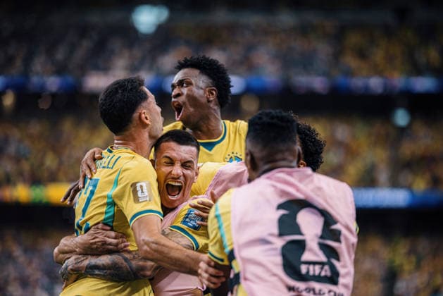 Brasil x Japão HOUSTON, TX - 29.06.2026: BRASIL X JAPaO - Gabriel Martinelli of Brazil celebrates after scoring the winning goal during the match between Brazil and Japan, valid for the Round of 32 of the 2026 World Cup, held at NRG Stadium in Houston, United States. (Photo: Marcelo Machado de Melo Fotoarena) x2974238x  MarceloxMachadoxdexMelo