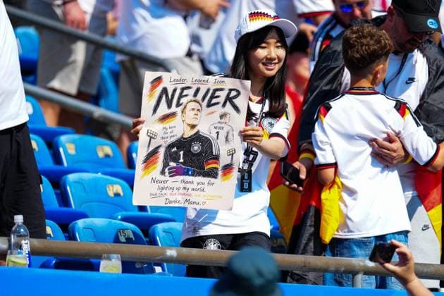 Germany fan holds a sign for Manuel Neuer of Germany Germany v Paraguay, 2026 FIFA World Cup, WM, Weltmeisterschaft, Fussball Round of 32, Football, Boston Stadium, Foxborough, Massachusetts, USA - 29 Jun 2026Foxborough Boston Stadium Massachusetts (MA) United States of America  Copyright: xJavierxGarcia Shutterstockx 16969211i