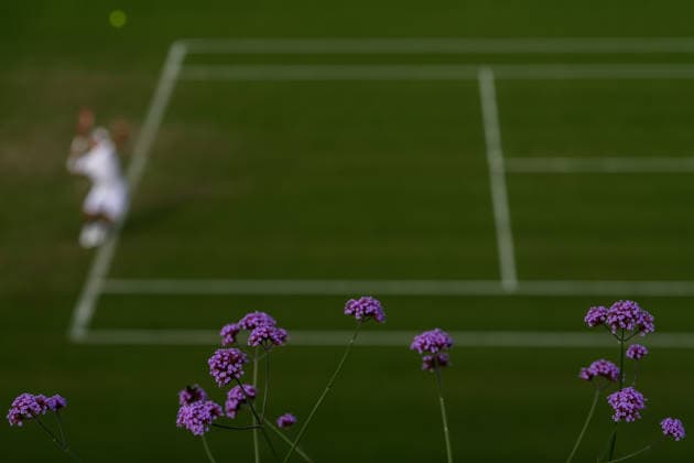 260629 Flowers in front of court 14 during day 1 of Wimbledon on June 29, 2026 in London. Photo: Jesper Zerman BILDBYRAN kod JZ JZ0743 tennis wimbledon 1 bbeng genre blommor *** 260629 Flowers in front of Court 14 on Day 1 of Wimbledon on June 29, 2026, in London. Photo by Jesper Zerman. BILDBYRAN code JZ JZ0743 tennis wimbledon 1 bbeng genre flowers  Copyright: JESPERxZERMAN BB260629JZ061