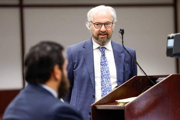 June 29, 2026, Tampa, Florida, USA: Harvey Steinberg, a defense attorney, asks questions to Scott Barnett, a Tampa Police Department detective, during a pretrial detention hearing for Terrion Arnold, a Detroit Lions cornerback, inside courtroom 1 of the Hillsborough County Courthouse on Monday, June 29, 2026, in Tampa. Tampa USA - ZUMAs70_ 0860331568st Copyright: xJeffereexWoox