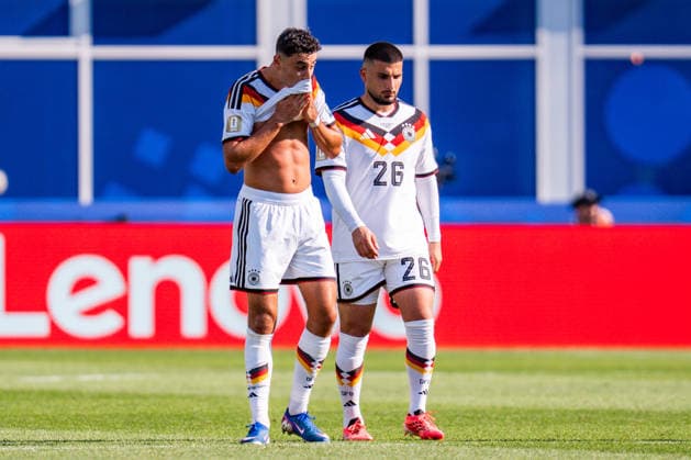 FIFA Fussball Weltmeisterschaft 2026, Sechszehntelfinale, Deutschland vs. Paraguay, 29.06.2026, Boston Stadium Tor zum 0:1 durch Julio Enciso Aleksandar Pavlovic (Deutschland) Deniz Undav (Deutschland) *** 2026 FIFA World Cup, Round of 32, Germany vs. Paraguay, June 29, 2026, Boston Stadium Goal: 0–1 by Julio Enciso Aleksandar Pavlovic (Germany) Deniz Undav (Germany) Copyright: xBahhoxKarax