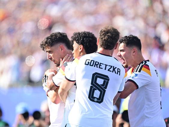 Germany v Paraguay - FIFA World Cup, WM, Weltmeisterschaft, Fussball 2026 - Round of 32 FOXBOROUGH, USA - JUNE 29: Kai Havertz of Germany celebrates after scoring a goal during the 2026 FIFA World Cup Round of 32 match between Germany and Paraguay at Boston Stadium (Gillette Stadium) in Foxborough, Massachusetts, United States on June 29, 2026. Abdulhamid Hosbas Anadolu Massachusetts United States. Editorial use only. Please get in touch for any other usage.  Copyright: x2026xAnadoluxAbdulhamidxHosbasx