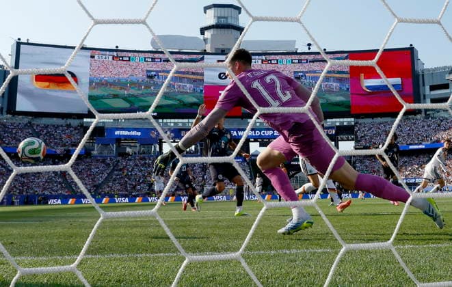FIFA World Cup, WM, Weltmeisterschaft, Fussball 2026 - Round of 32 - Germany vs Paraguay Kai Havertz (rear R) of Germany beats goalkeeper Orlando Gill of Paraguay to score the 1-1 during the FIFA World Cup 2026 Round of 32 match Germany against Paraguay, in Boston, USA, 29 June 2026. FOXBOROUGH United States  Copyright: xSHAWNxTHEWx