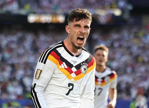 June 29, 2026, Foxborough, Massachusetts, USA: Germany forward Kai Havertz (7) celebrates after scoring a goal during the June 29th FIFA World Cup, WM, Weltmeisterschaft, Fussball 2026 matchup between Germany and Paraguay at Gillette Stadium in Foxborough, Massachusetts. Foxborough USA - ZUMAs325 20260629_zsp_s325_002 Copyright: xJessxStilesx