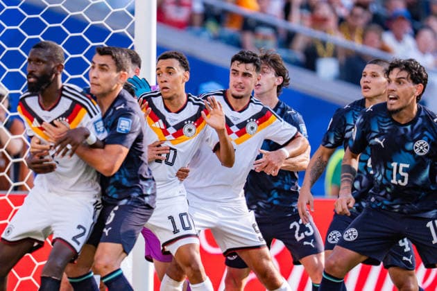 FIFA Fussball Weltmeisterschaft 2026, Sechszehntelfinale, Deutschland vs. Paraguay, 29.06.2026, Boston Stadium Jamal Musiala (Deutschland) Antonio Rüdiger (Deutschland) *** 2026 FIFA World Cup, Round of 32, Germany vs. Paraguay, June 29, 2026, Boston Stadium Jamal Musiala (Germany) Antonio Rüdiger (Germany) Copyright: xBahhoxKarax