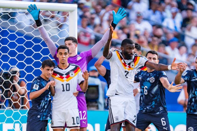 FIFA Fussball Weltmeisterschaft 2026, Sechszehntelfinale, Deutschland vs. Paraguay, 29.06.2026, Boston Stadium Jamal Musiala (Deutschland) Antonio Rüdiger (Deutschland) *** 2026 FIFA World Cup, Round of 32, Germany vs. Paraguay, June 29, 2026, Boston Stadium Jamal Musiala (Germany) Antonio Rüdiger (Germany) Copyright: xBahhoxKarax