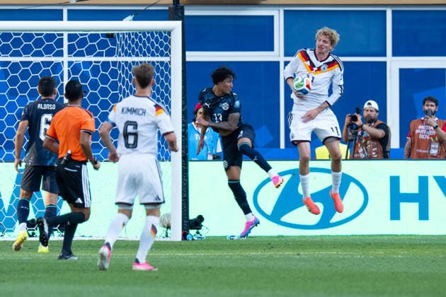 Jose Canale (Paraguay, 13) Nick Woltemade (Germany, 11) FIFA World Cup, WM, Weltmeisterschaft, Fussball 2026: Deutschland v Paraguay 29 June 2026, FIFA World Cup 2026: Germany v Paraguay (Round of 32) at Boston Stadium in Foxborough, Massachusetts, USA *** Jose Canale (Paraguay), 13; Nick Woltemade (Germany), 11; 2026 FIFA World Cup: Germany vs. Paraguay, June 29, 2026; 2026 FIFA World Cup: Germany vs. Paraguay, Round of 32 at Boston Stadium in Foxborough, Massachusetts, USA Copyright: HMBxMedia xMarcoxBader