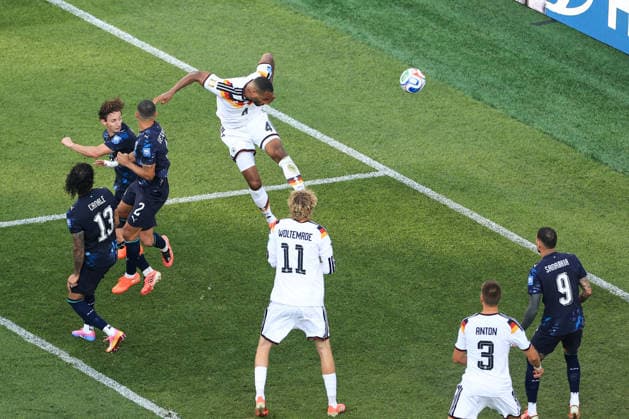 Football - FIFA World Cup, WM, Weltmeisterschaft, Fussball - Round of 32 - Germany v Paraguay 29th June 2026 - FIFA World Cup - Round of 32 - Germany v Paraguay - Jonathan Tah of Germany scores a goal which was later disallowed by VAR - Photo: Simon Stacpoole Offside. Foxborough USA *** Fußball – FIFA-Weltmeisterschaft, Runde der letzten 32: Deutschland gegen Paraguay, 29. Juni 2026 – FIFA-Weltmeisterschaft, Runde der letzten 32: Deutschland gegen Paraguay – Jonathan Tah aus Deutschland erzielt ein Tor, das später vom VAR aberkannt wurde. Foto: Simon Stacpoole – Abseits – Foxborough, USA  Copyright: xSimonxStacpoolexOffside