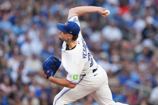 June 29, 2026, Toronto, On, CANADA: Toronto Blue Jays pitcher Trey Yesavage (39) works against the New York Mets during first inning American League MLB, Baseball Herren, USA baseball action in Toronto, Monday, June 29, 2026. Canada News - June 29, 2026  - ZUMAc35_ 20260629_zaf_c35_074 Copyright: xNathanxDenettex