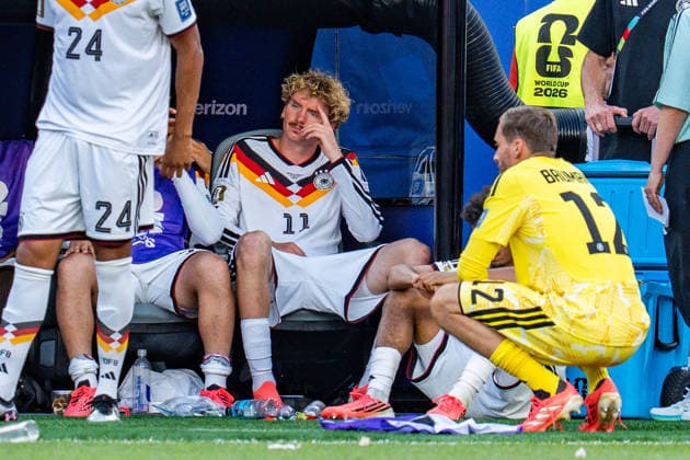 FIFA Fussball Weltmeisterschaft 2026, Sechszehntelfinale, Deutschland vs. Paraguay, 29.06.2026, Boston Stadium Nick Woltemade (Deutschland) Malick Thiaw (Deutschland) Oliver Baumann (Deutschland) *** 2026 FIFA World Cup, Round of 32, Germany vs. Paraguay, June 29, 2026, Boston Stadium Nick Woltemade (Germany) Malick Thiaw (Germany) Oliver Baumann (Germany) Copyright: xBahhoxKarax