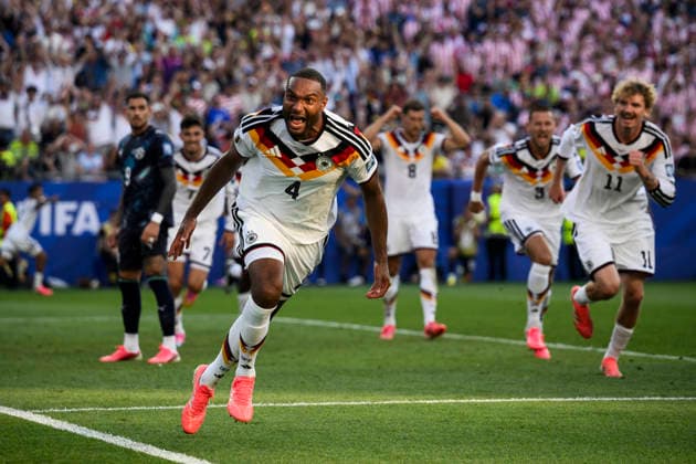 Germany v Paraguay - FIFA World Cup, WM, Weltmeisterschaft, Fussball 2026 Jonathan Tah of Germany celebrates after scoring a goal later disallowed by VAR during the FIFA World Cup 2026 round of 32 football match between Germany and Paraguay. Foxborough United States Copyright: xNicolòxCampox