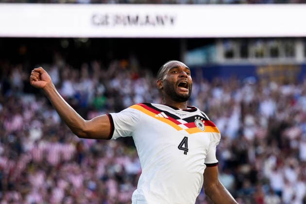 Germany v Paraguay - FIFA World Cup, WM, Weltmeisterschaft, Fussball 2026 Jonathan Tah of Germany celebrates after scoring a goal later disallowed by VAR during the FIFA World Cup 2026 round of 32 football match between Germany and Paraguay. Foxborough United States Copyright: xNicolòxCampox