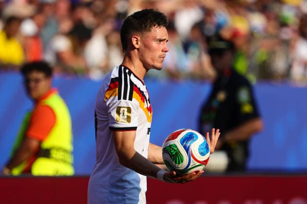 Florian Wirtz of Germany takes a throw in during the FIFA World Cup, WM, Weltmeisterschaft, Fussball 2026 last 32 match between Germany and Paraguay at Gillette Stadium, Boston, USA on 29 June 2026. Copyright: xPeterxDovganx 45200050
