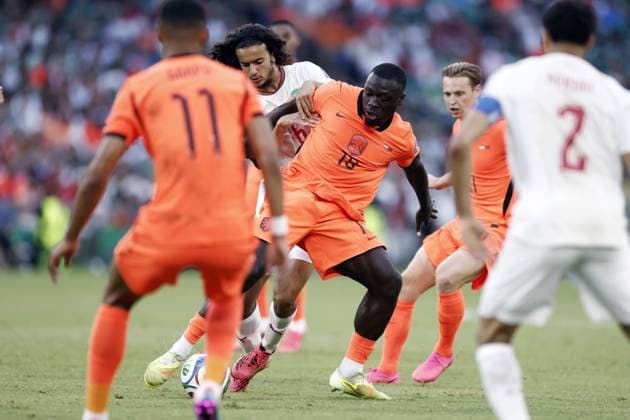 MONTERREY - (lr) Ayyoub Bouaddi of Morocco, Brian Brobbey of the Netherlands during the 2026 FIFA World Cup, WM, Weltmeisterschaft, Fussball knockout phase match between the Netherlands and Morocco at Monterrey Stadium on June 29, 2026, in Monterrey, Mexico. ROBIN VAN LONKHUIJSEN ANP FIFA World Cup 2026 - round of 32 2026 xVIxANPxSportx xxANPxIVx 562413553 originalFilename: 562413553.jpg