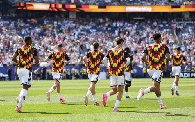 June 29, 2026, Foxborough, Massachusetts, USA: Germany enters the pitch before the June 29th FIFA World Cup, WM, Weltmeisterschaft, Fussball 2026 matchup between Germany and Paraguay at Gillette Stadium in Foxborough, Massachusetts. Foxborough USA - ZUMAs325 20260629_zsp_s325_028 Copyright: xJessxStilesx