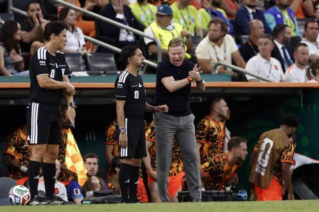MONTERREY - Netherlands coach Ronald Koeman reacts during the 2026 FIFA World Cup, WM, Weltmeisterschaft, Fussball knockout phase match between the Netherlands and Morocco at the Monterrey Stadium on June 29, 2026, in Monterrey, Mexico. ROBIN VAN LONKHUIJSEN ANP FIFA World Cup 2026 - round of 32 2026 xVIxANPxSportx xxANPxIVx 562415010 originalFilename: 562415010.jpg