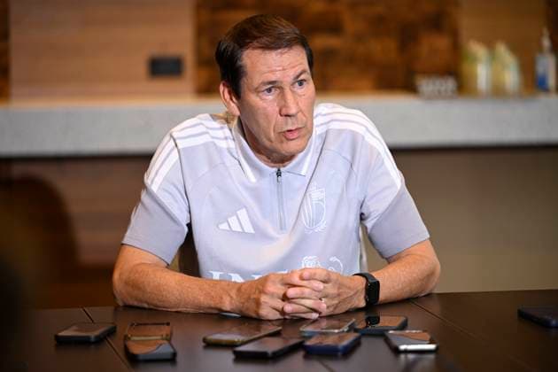 Belgian national football team - FIFA World Cup, WM, Weltmeisterschaft, Fussball 2026 - media activities 29 06 2026 RENTON, UNITED STATES OF AMERICA - JUNE 29 : Garcia Rudi head coach of Belgium talking to the press during a Belgian Press Only round table conversation after qualifying for the Round of 32 at the Hyatt Regency Lake Washington hotel during the 2026 FIFA World Cup on June 29, 2026 in Renton, United States of America, 29 06 2026 Renton United States of America  Copyright: xNicoxVereeckenx