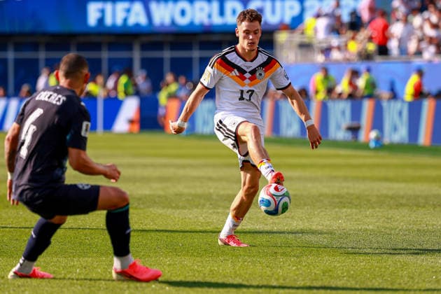 June 29, 2026, Foxborough, Massachusetts, USA: FLORIAN WIRTZ of Germany dribbles the ball during the 2026 FIFA World Cup, WM, Weltmeisterschaft, Fussball Round of 32 game at Boston Stadium in Massachusetts on June 29, 2026. Foxborough USA - ZUMAm283 20260629_zsp_m283_022 Copyright: xBillyxMyersx