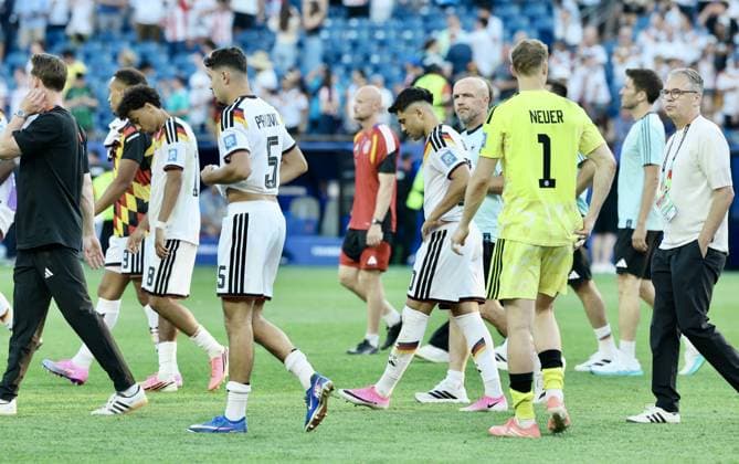 RECORD DATE NOT STATED Germany vs Paraguay FIFA World Cup, WM, Weltmeisterschaft, Fussball 2026. (SPO) Germany vs Paraguay FIFA World Cup 2026. June 27, 2026, Massachusetts, USA: German players after their team™s elimination in penalty shootout during soccer match between Germany and Paraguay in round 32 knock out stage during FIFA World Cup 2026 at Boston Stadium in Massachusetts. Credit: Niyi Fote Thenews2(Foto: Niyi Fote Thenews2 imago images) SPO  Copyright: xNiyixFotex